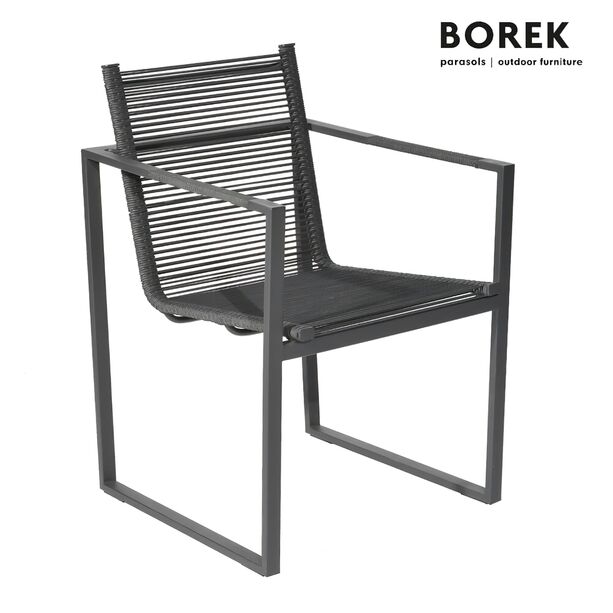 Gartenstuhl mit Armlehnen von Borek - Aluminium - dunkel grau - Andria Stuhl