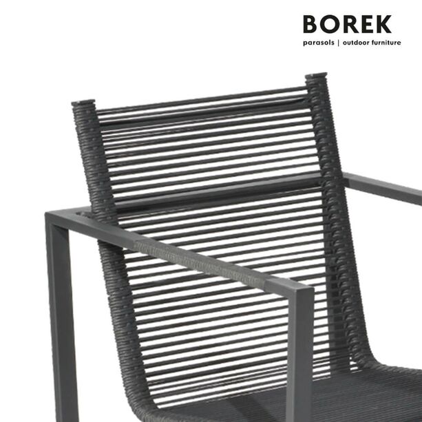 Gartenstuhl mit Armlehnen von Borek - Aluminium - dunkel grau - Andria Stuhl