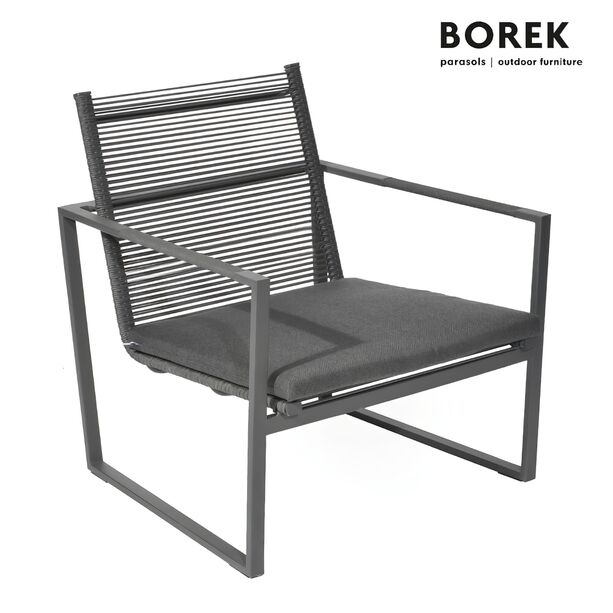 Garten Loungesessel von Borek - Aluminium - inkl. Sitzkissen - grau - Andria Klubsessel
