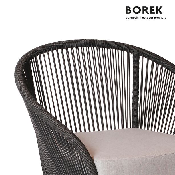 Gartensessel von Borek - Aluminium - mit Sitzkissen - grau & braun meliert - Colette Klubsessel