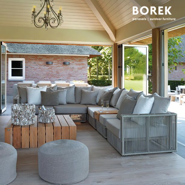 Gartenlounge Modul Ecke von Borek - Aluminium - mit Kissen - beige - Lincoln Eck- Sitzmodul