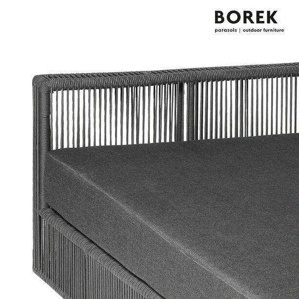 Gartensofa von Borek - Aluminium - mit Kissen Auflage - grau - Lincoln Chaiselongue links