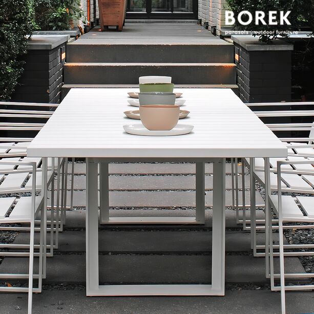 Großer Gartentisch aus Aluminium - Borek - 75x305x100cm - modern - weiß - Samos Tisch