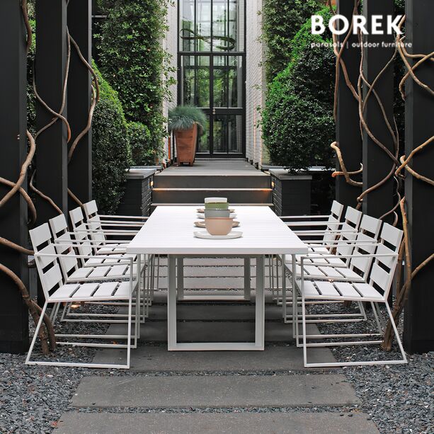 Großer Gartentisch aus Aluminium - Borek - 75x305x100cm - modern - weiß - Samos Tisch