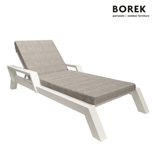 Garten Liegestuhl von Borek - Aluminium - weiß - inkl. Polster Auflage - Viking Sonnenliege