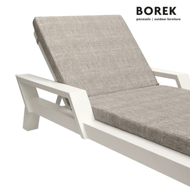 Garten Liegestuhl von Borek - Aluminium - weiß - inkl. Polster Auflage - Viking Sonnenliege