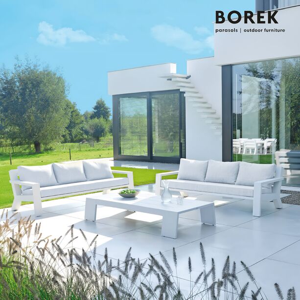 Design Gartensofa aus Alu - Borek - weiß - mit Kissen - Viking Sofa