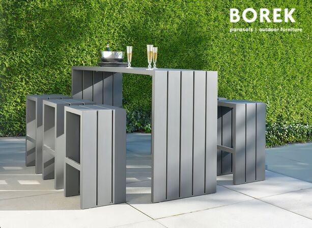 Bar Tisch fr den Garten - Aluminium - von Borek - 110x200x64cm - Samos Bartisch
