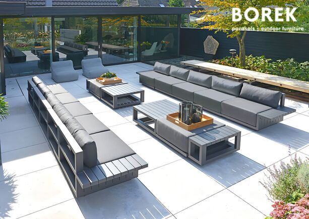 Beistelltisch fr Garten & Terrasse - Aluminium - Borek - grau - 40x90x30cm - Murcia Beistelltisch