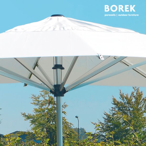 Moderner Aluminium Sonnenschirm von Borek - quadratisch - Marktschirm - Reflex Sonnenschirm