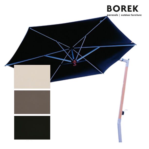 Borek Design Sonnenschirm - Aluminium & Teakholz - Kurbelsystem - mit Stnder - Ischia Sonnenschirm teak