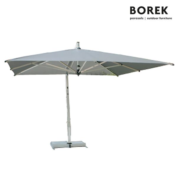 Ampelschirm drehbar von Borek - Aluminium Rahmen - mit Kurbel-System - modern - Capri Sonnenschirm silver