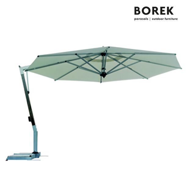 Moderner Ampelschirm von Borek - Aluminium & Teakholz - mit Kurbel - drehbar - Capri Sonnenschirm teak