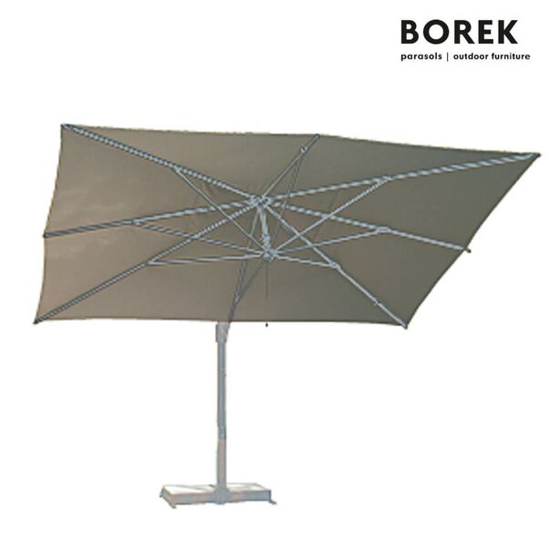 Sonnenschirm von Borek - 3x4m - Aluminium - mit Kurbel - hochwertig - Rodi Sonnenschirm silver