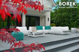 Garten Ecksofa von Borek - Aluminium - wei� - mit Kissen - modern - Murcia Eck-Sitzmodul  / Wei�