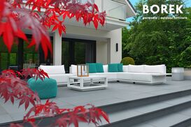Borek Loungemodul f�r den Garten - modern - Aluminium - mit Kissen - Murcia Sitzmodul links / Wei�