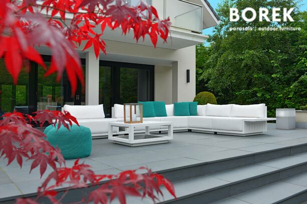 Modernes Garten Loungemodul - Borek - Aluminium - inkl. Kissen - Murcia Sitzmodul rechts / Wei