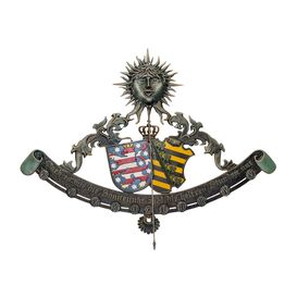 Metall Wandsonnenuhr mit Landeswappen Sachsen-Thringen...