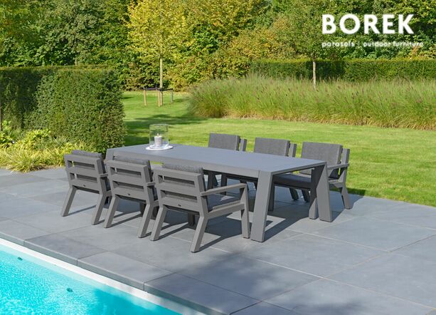 Gartenmbel Set aus Aluminium - inkl. Kissen - Gartentisch & 6 Sthle - Borek - Viking Sitzgruppe