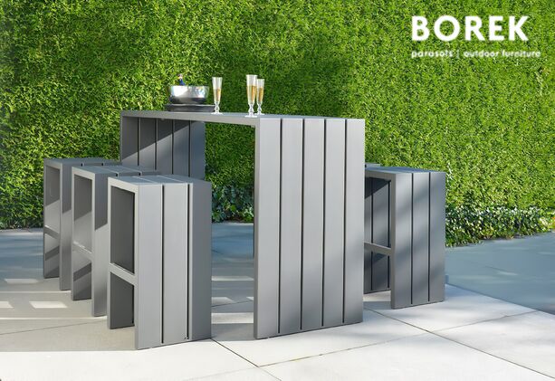 Outdoor Bartisch mit Hockern fr Garten & Terrasse - Borek - modern - Aluminium - Samos Gartenbar