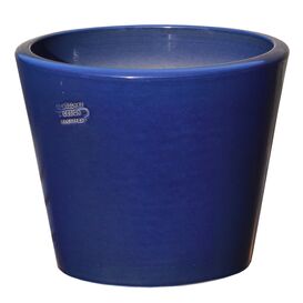 Garten Pflanztopf rund - blau - Steinzeug frostsicher...