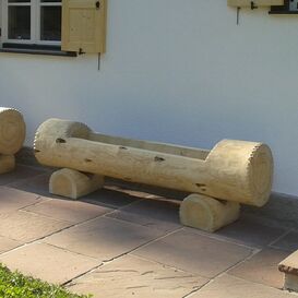 Alm Htten Holztrog Garten Brunnen Rund aus Holz  -...