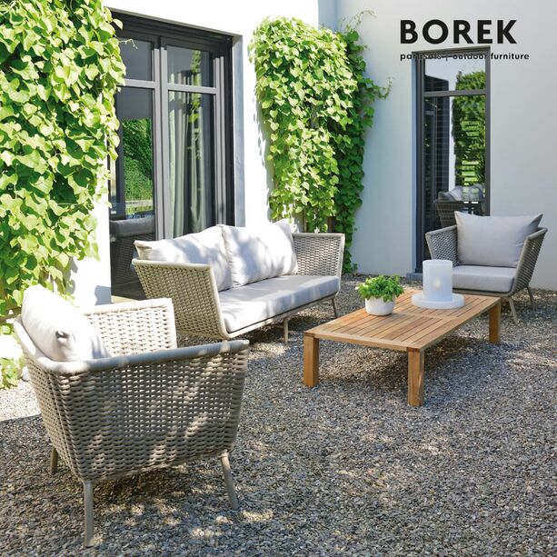 Moderner Garten Loungesessel - beige - Borek - Aluminium & Seil Geflecht - Valldemossa Loungesessel