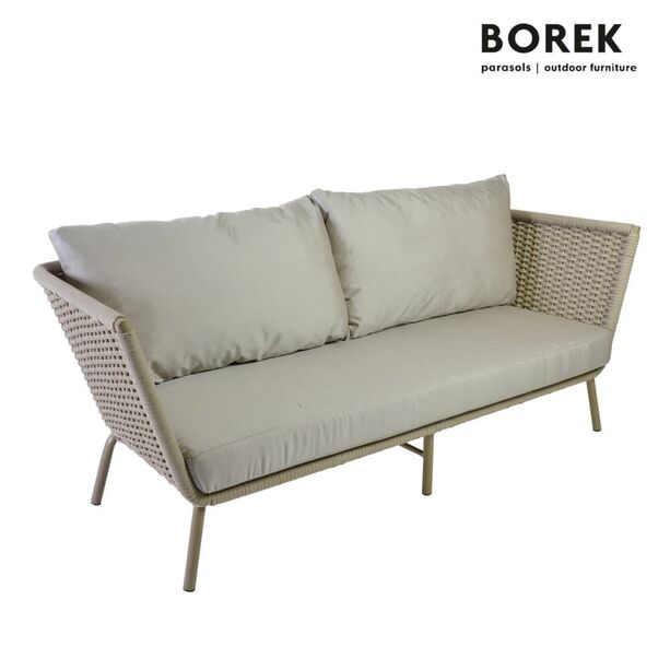 Outdoor Sofa von Borek - beige - modern - Alu & Seil-Geflecht - mit Kissen - Valldemossa Gartensofa