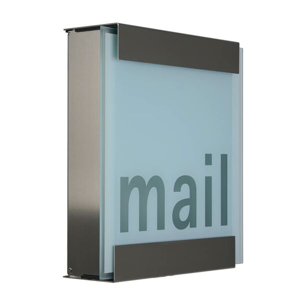 Briefkasten modern mit Aufschrift - Glas & Edelstahl - Artemis