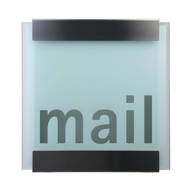 Briefkasten modern mit Aufschrift - Glas & Edelstahl - Artemis