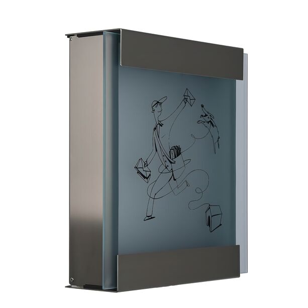 Design Briefkasten aus Glas & Edelstahl mit Motiv - Herakles