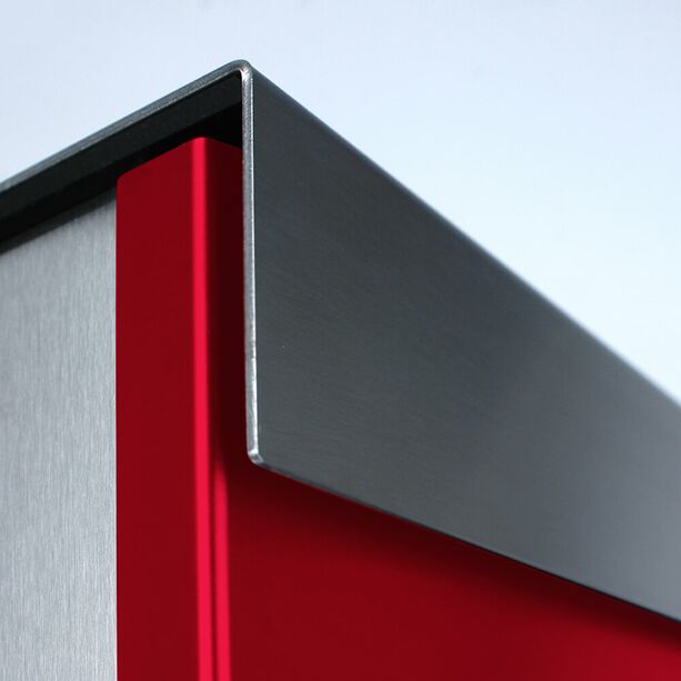 Moderner Design Briefkasten aus Edelstahl mit roter Front - Eris