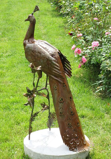 Rost Kunst fr den Garten - Vogelskulptur Pfau - Paon