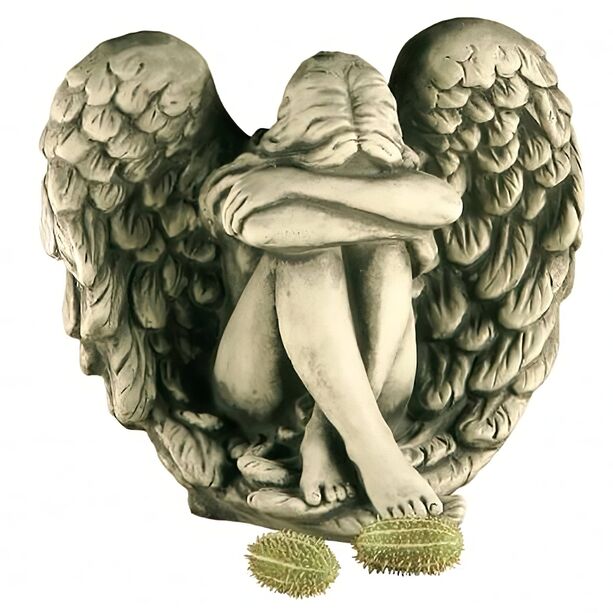 Außergewöhnliche Engel Steinfigur sitzend - Serafina