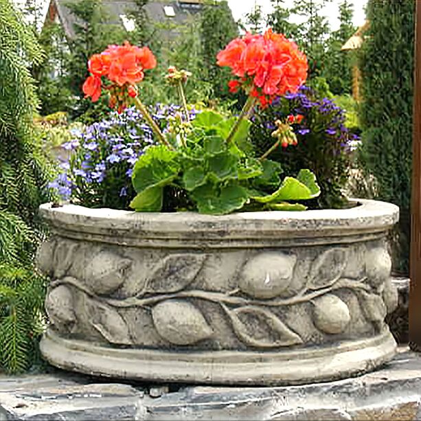 Florales Pflanzgefäß für den Garten aus Stein - Florentia