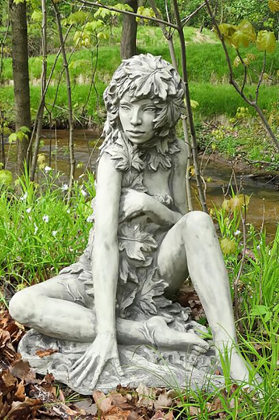 Schne Elfen Gartenfigur aus Steinguss - floral - Elenor