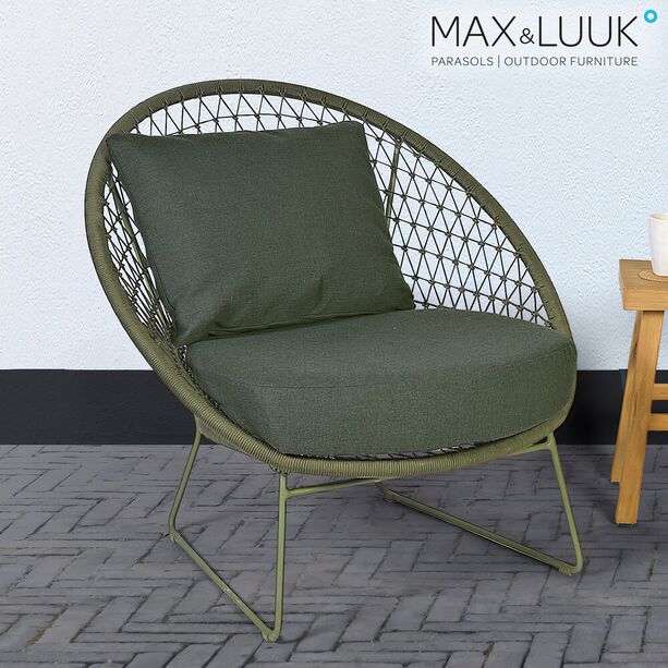 Gartenlounge Sessel aus Alu & Seil mit Kissen - Max&Luuk - Nora Loungesessel
