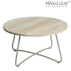 Outdoor Couchtisch aus Aluminium & Teakholz - 80cm - rund...