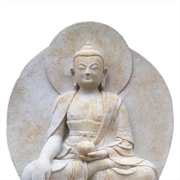 Kleine Buddha Figur aus Steinguss sitzend - Raivata