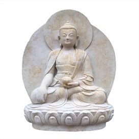 Kleine Buddha Figur aus Steinguss sitzend - Raivata