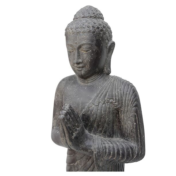 Begrüßende Buddha Skulptur stehend aus Steinguss als Gartendeko - Kaihatsu