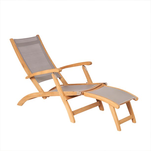 Verstellbare Sonnenliege aus Teakholz & Textilene - Harriett Deckchair / Taupe