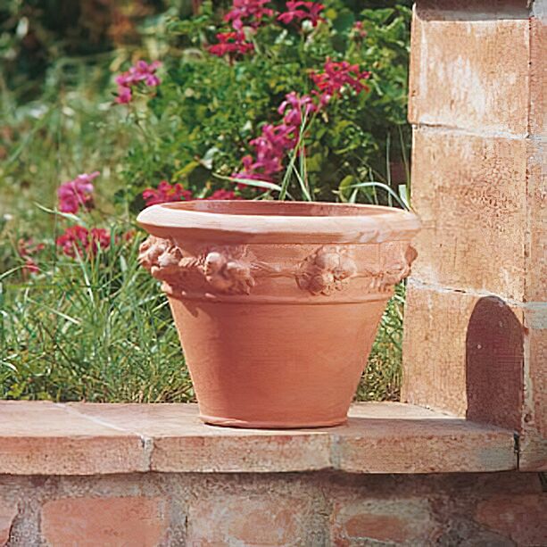 Terracotta Pflanztopf mit floralem Dekor - Luca