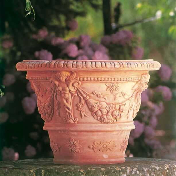 Terracotta Blumentopf mit antikem Dekor - Cimabue