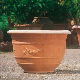 Blumentopf rund mit Ornament - Terracotta - Luigi