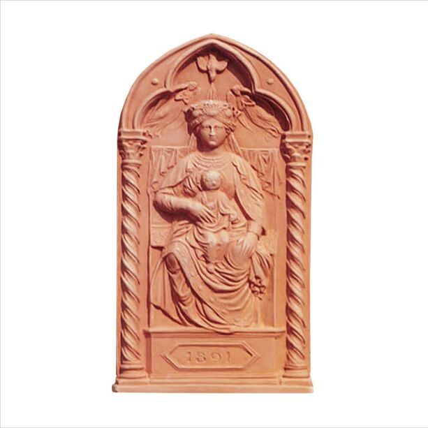 Wandrelief Madonna mit Kind aus Terracotta - Santo