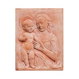 Madonna mit Kind auf Wand Relief Terrakotta - Bambino