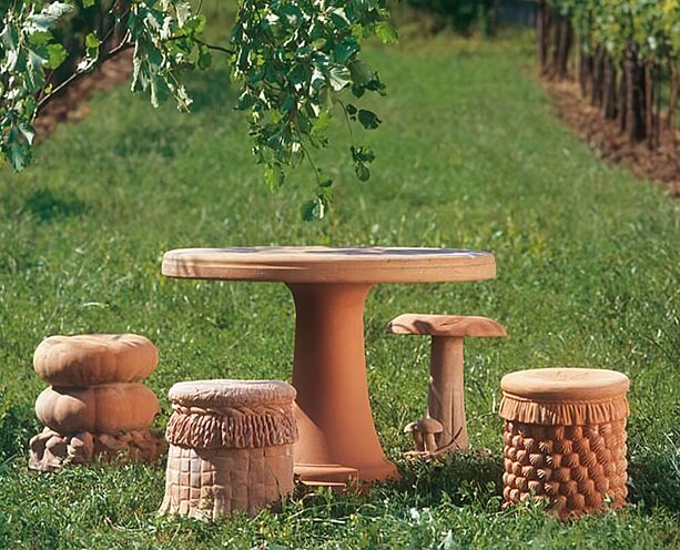 Klassischer Terracotta Gartentisch rund - Tavolo