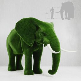 Riesige Elefantenskulptur - Topiary - Kunststoff - grün -...