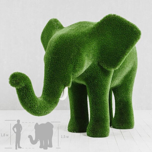 Topiary Elefant - Gartenskulptur grn - GFK & Kunstrasen - Taru